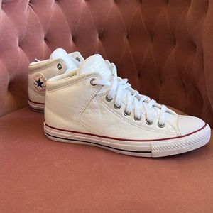 New Men’s White Leather High Top Converse